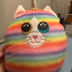 Ty Squish-a-boo Rainbow Striped Unicorn Cat